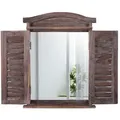 Produktbild: Mendler Wandspiegel Spiegelfenster mit Fensterläden 53x42x5cm ~ braun shabby