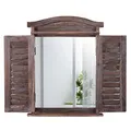 Produktbild: Mendler Wandspiegel Spiegelfenster mit Fensterläden 53x42x5cm - braun Shabby
