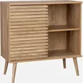 Produktbild: sweeek - Skandinavisches Sideboard in Holzdekor mit geriffelter Schiebetür B 80 cm - Natur
