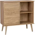 Produktbild: Skandinavisches Sideboard In Holzdekor Mit Geriffelter Schiebetür B 80 Cm - Sweeek