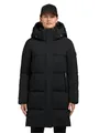 Produktbild: khujo Damen Mantel lange warme Steppjacke mit abnehmbarer Kapuze und magnetischer Abdeckleiste Haya Matt-YM Black Gr. XL