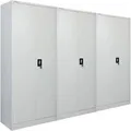 Produktbild: PROREGAL MegaDeal 3x Flügeltürenschrank ELEPHANT 2 Türen Abschließbar HxBxT 180x80x40cm 6 Fächern & Kleiderstange Stahl Pulverbeschichtet Lichtgrau