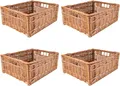 Produktbild: Creative Home Holzkiste Weidenkorb Aufbewahrungskorb, Handgeflochten, Haltbar (4 St), Korb Geflochten Naturkorb mit Griffen Aufbewahrung
