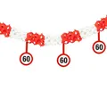 Produktbild: Tiwoca Deko zum 60. Geburtstag – rot-weiße Girlande mit Verkehrsschild-Optik Zahl 60 – Ausgefallene Geburtstagsdeko und lustige Geschenkideen für Männer und Frauen