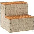 Produktbild: Whirlpooltreppe Beige 50x50x50,5 cm Poly Rattan Akazie Massiv - Vidaxl