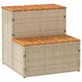 Produktbild: vidaXL Whirlpooltreppe Beige 50x50x50,5 cm Poly Rattan Akazie Massiv, Whirlpool-Stufe, 2-Stufen-Leiter, Tritthocker, Stufe für Whirlpool, Poolleiter