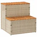 Produktbild: Whirlpooltreppe Beige 50x50x50,5 cm Poly Rattan Akazie Massiv