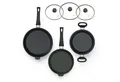 Produktbild: Hoffmann Germany Pfannen-Set Kochgeschirr Bestseller 6-tlg. Ø 24 & 28 cm Deckel – Made in Germany, Aluguss (Set, 6-tlg., 2x Pfanne (24 + 28 cm) + 1x Topf Ø 24 cm + 3x Deckel), abnehmbarer Griff, Antihaft, backofenfest bis 250°C, Induktion