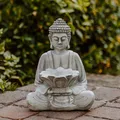 Produktbild: Feng-Shui Buddha mit Schale Steinfigur 33 cm 9 kg Grau Weißbeton frostsicher