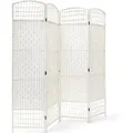 Produktbild: Relaxdays - Paravent, Hxbxt:179x180x2cm, Faltbarer Raumteiler, Spanische Wand, Bambus, 4 Elemente, Blickdicht, Weiß