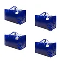 Produktbild: VENO 102 Liter Große Aufbewahrungstasche mit Deckel, Strapazierfähige Griffe und Reißverschlüssen für Umzug, Kleideraufbewahrung, Hausbedarf, wasserabweisend (Blau, 4er-Pack)