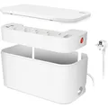 Produktbild: Kabelbox – Kabelversteck mit Abzweigdose + USB-A/USB-C-Aufladung. Weiß