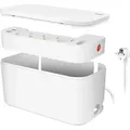 Produktbild: Kabelbox - Kabelversteck Mit Abzweigdose + Usb-a/usb-c-aufladung. Weiß