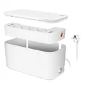 Produktbild: LogiLink Kabelbox mit 5-fach-Steckdosenleiste, 3x USB, 285 x 145 x 13 mm, weiß