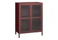 Produktbild: en.casa Sideboard, »Säkylä« Stahl mit 2 Glastüren geriffelt 84x64x35 cm Bordeaux