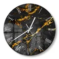 Produktbild: DEQORI Glasuhr | rund Ø 30 cm | Motiv Veredelter Naturstein | ausgefallene leise Design Uhr aus Glas | Wanduhr für Wohnzimmer & Küche | moderne Hingucker Uhr für die Wand