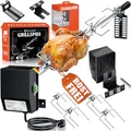 Produktbild: KESSER® Edelstahl Grillspieß Set 107cm passend für Weber Spirit Gasgrill, BBQ Fleischklammer, Griffstück und Motor Elektrischer Drehspieß 220V- 240V, Inkl. 4X Fleischnadeln und Montagezubehör Schwarz