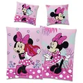 Produktbild: Minnie Mouse Bettwäsche-Set Wendemotiv Herz Pink 135 x 200 cm + 80 x 80 cm - 100% Baumwolle in Linon-Qualität mit YKK-Reißverschluss Renforcé Minnie Maus Disney Mickey Sweet Love Deutsche Größe