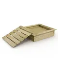 Produktbild: WICKEY Sandkasten Holz Sandkiste King Kong 120x120 cm mit Deckel für Kinder, Buddelkiste, Spielplatz im Garten aus Holz, langlebiger Abenteuerspielplatz für Kinder