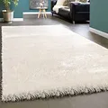 Produktbild: Paco Home Edler Teppich Shaggy Hochflor Einfarbig Flauschig Glänzend In Weiß, Grösse:80x150 cm