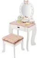 Produktbild: lupilu® Holz Kinder Schminktisch mit Hocker und großem Spiegel Frisiertisch inkl. Zubehör 9-teilig