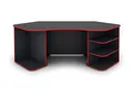 Produktbild: byLIVING Schreibtisch THANATOS/Gaming-Tisch in Anthrazit mit Kanten in rot/Eck-Scheibtisch mit viel Stauraum und XXL Tischplatte/Computer-Tischr/PC/Arbeits-Tisch / 198x76x85cm (BxHxT)