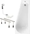 Produktbild: Raumsparende Eckbadewanne 160x70 cm 3in1 Wannenfüße Ablaufgarnitur platzsparend