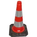 Produktbild: UvV Bigfoot Leitkegel 50cm 2,5 kg Teilreflektierende Verkehrskegel Pylonen mit 2 Folienstreifen RA2/C