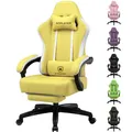 Produktbild: GTPLAYER Gaming Stuhl Ergonomischer Gaming Sessel Schreibtischstuhl Kunstleder, Federsitzkissen, Verbindungsarmlehnen und Fußstütze 150KG, GELB