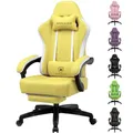 Produktbild: GTPLAYER Gaming Stuhl Ergonomischer Gaming Sessel Schreibtischstuhl Kunstleder, Federsitzkissen, Verbindungsarmlehnen und Fußstütze 150KG, gelb