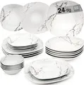 Produktbild: SÄNGER Porzellan Geschirrset Bilgola Marmor, Tafelservice 24 teilig für 6 Personen