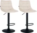 Produktbild: CLP 2er Set Barhocker Jerry Samt I Höhenverstellbarer Barstuhl I 360° Drehstuhl Mit Rückenlehne I Hocker Mit Fußablage, Farbe:Creme, Gestell Farbe:schwarz
