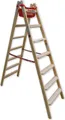 Produktbild: Euroline Holz Stufenstehleiter mit Comfort-Stufen mit Werkzeugablage 2x7 Stufen