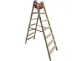 Produktbild: euroline Holz-Stehleiter mit Komfort-Stufen, beidseitig begehbar, 2 x 7 Stufen