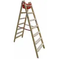 Produktbild: Euroline Holz Stufenstehleiter mit Comfort-Stufen mit Werkzeugablage 2x7 Stufen