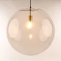 Produktbild: s.luce Orb Glaskugel Hängeleuchte Hängelampe Pendellampe Pendelleuchte Glaslampe, Farbe Chrom/Rauch, Größe Ø 50cm