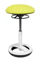 Produktbild: TOPSTAR Sitness Bob, ergonomischer Sitzhocker, Arbeitshocker, Bürohocker mit Schwingeffekt, Sitzhöhenverstellung, Standfußring Alu, weiß lackiert, Stoffbezug, Gelbgrün