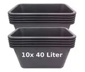 Produktbild: BURI 10 Stück Mörtelwanne 40 Liter Mörtelkasten rechteckig, schwarz - Baueimer Maurerkasten Mörtelkübel Pflanzwanne aus Deutschland extrem robust und strapazierfähig