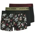 Produktbild: Jack & Jones Funktionsboxer JACFLOWER aus Microfaserqualität und schnelltrocknendem Material (Packung, 3-St) unifarben mit Farbeinsatz, modisch, eng anliegend, Microfaser schwarz L