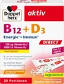 Produktbild: Doppelherz B12 + D3 DIRECT - Hochdosiert mit 350 μg Vitamin B12 und 1000 I.E. Vitamin D3 für eine normalen Funktion des Immunsystems - 20 Portionen