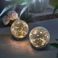 Produktbild: Esotec - Glas Solarkugel-Set Lichterzauber ⌀15cm Bruchglasoptik wetterfest 102436