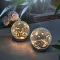Produktbild: esotec Glas Solarkugel-Set Lichterzauber 15cm Bruchglasoptik wetterfest 102436
