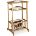 Produktbild: Relaxdays - Beistelltisch mit Zeitungsständer, Bambus, Robust, 2 Ablagen, h x b x t: 71,5 x 44,5 x 37 cm, natur