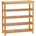 Produktbild: HOMCOM Schuhregal, Schuhständer mit 5 Ebenen, Schuh-Organizer für max. 20 Paar Schuhe, Schuhablage für Eingang, Flur, Bambus, 80 x 29 x 82 cm, Natur