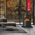 Produktbild: Kaminofen aus stahl KRATKI ROLLO/2 Ø 150 8 kW schwarz Verkleidung