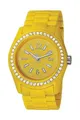 Produktbild: edc by Esprit Quarzuhr Disco Glam Yellow with Stones, aus Kunststoff, Edelstahlboden, Gelb, Zirkonia, Faltschließe