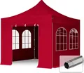 Produktbild: TOOLPORT 3x3m Stahl Faltpavillon, inkl. 4 Seitenteile, rot