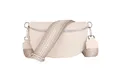 Produktbild: MIRROSI Bauchtasche Damen, Echtleder, Made in Italy, Umhängetasche, Brusttasche, (Schultertasche für jeden Anlass (1 Tasche & 2 Gurte), Crossbody Bag, Beige, gemusterten& verstellbaren Schulterriemen