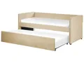 Produktbild: Tagesbett für 2 Personen Samt beige mit Lattenrost 90x200 cm ausziehbar Troyes