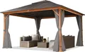 Produktbild: Gartenpavillon 4x4 m Holzoptik, Stahldach Hardtop 4 Seitenteile in grauGartenpavillon 3x4 m Holzoptik, Stahldach Hardtop 4 Seitenteile in grau